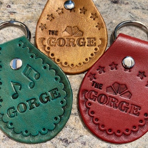 Handmade &quot;GORGE&quot; Leather Keychain | Key Fob | Stamped| Stars | Music | VegTan Leather