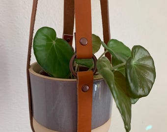 Handcrafted Leather Plant Hanger with Pot option*