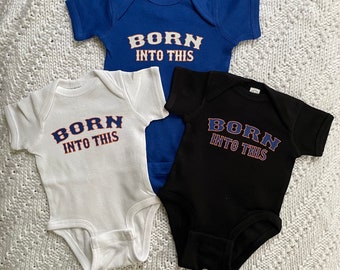 Little Met Born Into This New York Infant Baby Rib Bodysuit For Sporting Events, Parties, Etc.