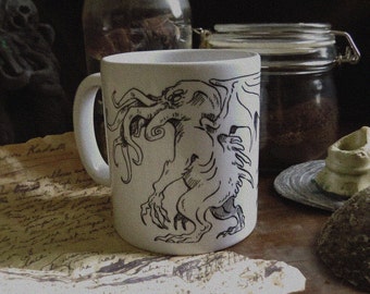 Cthulhu Mug with Lovecraft Handwriting - That is not dead which can eternal lie, and in strange eons even death may die