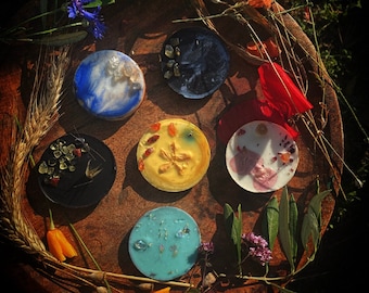 Lot of 6 Melts Between Shadow and Light, Ritual, Perfume Burner, Rapeseed, Crystals, Flowers, Gift, Dark Season, Light, Divinities, Antique, Witch