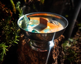 ATHENA Ritual candle, gift, self-love, sacred feminine, goddess, scented candle, cup, Greece, olive tree, turquoise, aventurine, organic, perfume, witch