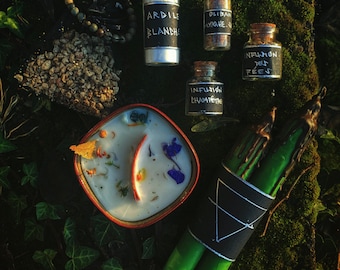Witches ritual box 5 elements, witchbox, gift, water, fire, earth, air, ether, candle, incense, candle, witch, infusion, bracelet, spellJar, perfume