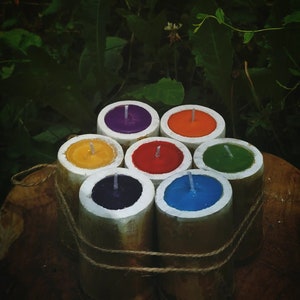 Minis Sacred Ritual Chakras, Sacred Lights, ayurvedic, yoga, kundalini, india, meditation, spirituality, vegan, candles, bamboo, decoration, love image 3