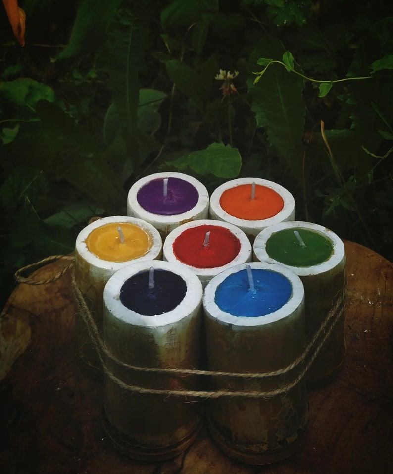 Minis Sacred Ritual Chakras, Sacred Lights, ayurvedic, yoga, kundalini, india, meditation, spirituality, vegan, candles, bamboo, decoration, love image 3