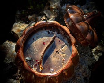 SAMHAIN Candle, maxi, pumpkin, candles, sabbath, candle, candle, cauldron, offering, perfume, smoky quartz, garnet, new year, incense, Halloween, witch, spell