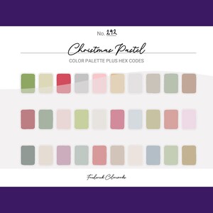 May include: A color palette with 18 different pastel shades, including green, pink, beige, and gray. The palette is titled "Christmas Pastel" and includes the number 292.