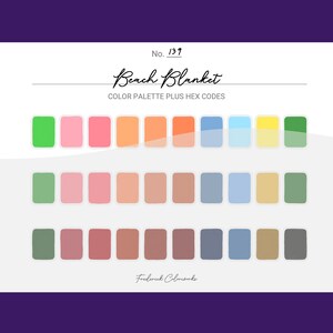 Beach Blanket Color Scheme - Procreate 30 Color Palette Swatches + Hex Codes - PDF, Swatch, JPEG, PNG - Printable + Digital