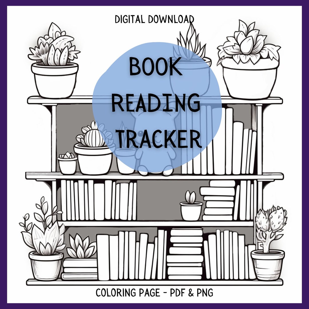 Book Reading Tracker for Kids - Printable Coloring Page - Digital Book ...