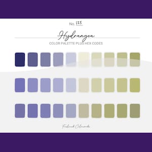 Hydrangea Dual Tone Color Scheme - Procreate 30 Color Palette Swatches + Hex Codes - PDF, Swatch, JPEG, PNG - Printable + Digital