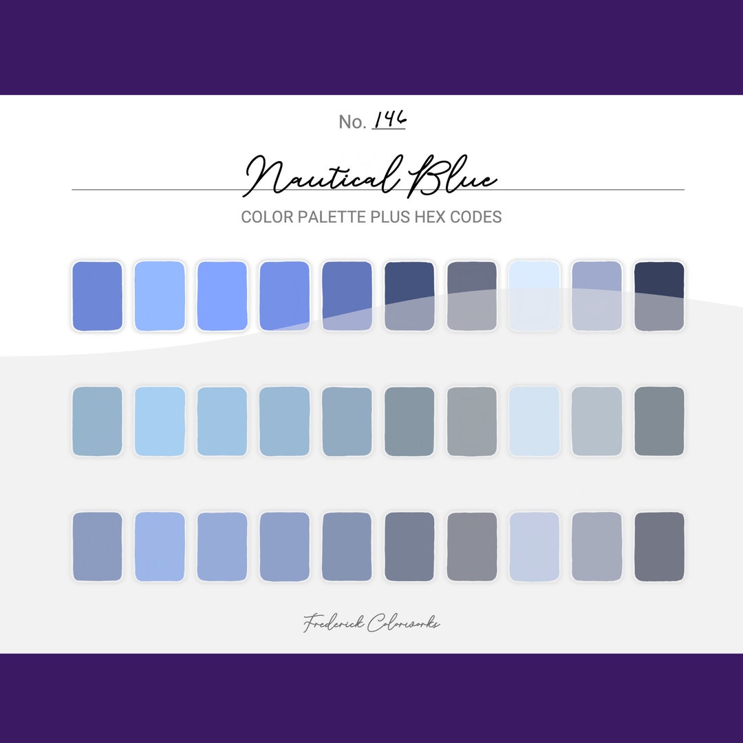 Nautical Blue Color Scheme Procreate 30 Color Palette Swatches Hex