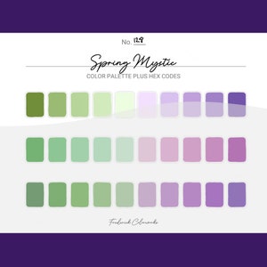 Spring Mystic Color Scheme - Procreate 30 Color Palette Swatches + Hex Codes - PDF, Swatch, JPEG, PNG - Printable + Digital