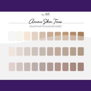 Anime Skin Tones - Procreate 30 Color Palette Swatches + Hex Codes - PDF, Swatch, JPEG, PNG - Printable + Digital - Color Scheme