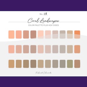 Coral Landscapes Color Scheme - Procreate 30 Color Palette Swatches + Hex Codes - PDF, Swatch, JPEG, PNG - Printable + Digital