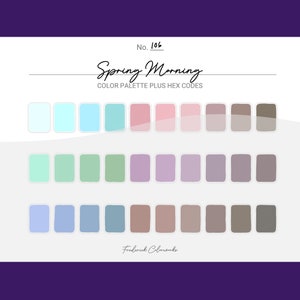 Spring Morning Color Scheme - Procreate 30 Color Palette Swatches + Hex Codes - PDF, Swatch, JPEG, PNG - Printable + Digital