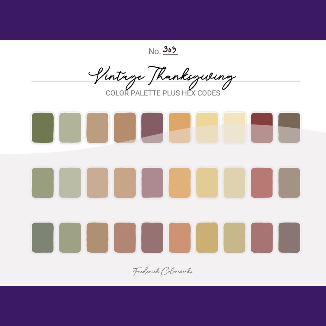 Vintage Thanksgiving Color Palette - Procreate 30 Color Palette ...