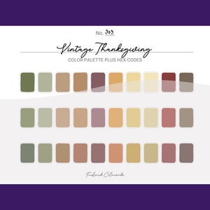 Vintage Thanksgiving Color Palette - Procreate 30 Color Palette - Thanksgiving HEX Codes - Thanksgiving Color Scheme
