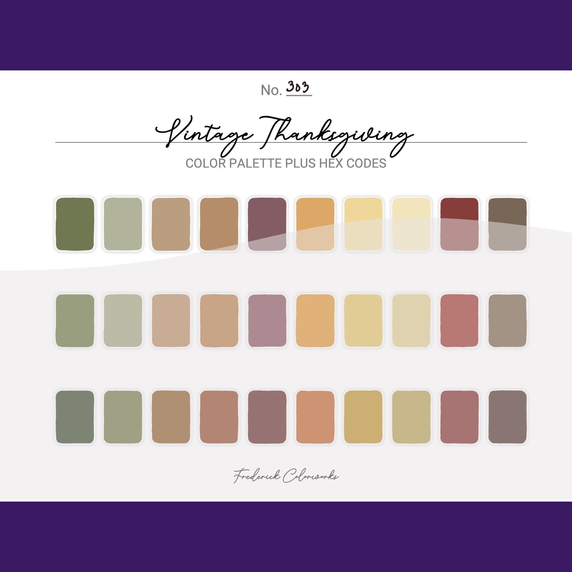 Vintage Thanksgiving Color Palette - Procreate 30 Color Palette ...