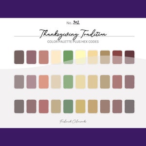Traditional Thanksgiving Color Palette - Procreate 30 Color Palette - Thanksgiving HEX Codes ...