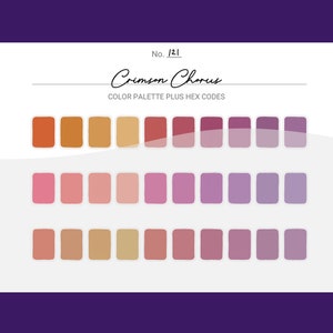 Crimson Chorus Color Scheme - Procreate 30 Color Palette Swatches + Hex Codes - PDF, Swatch, JPEG, PNG - Printable + Digital