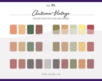 Autumn Vintage Color Scheme - Procreate 30 Color Palette Swatches Plus Hex Codes