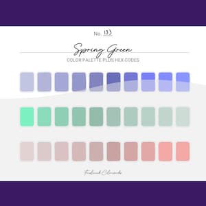 Spring Green Color Scheme - Procreate 30 Color Palette Swatches + Hex Codes - PDF, Swatch, JPEG, PNG - Printable + Digital