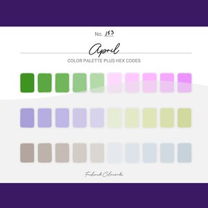 April Color Scheme - Procreate 30 Color Palette Swatches + Hex Codes - PDF, Swatch, JPEG, PNG - Printable + Digital