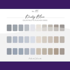 Dusty Blue Color Scheme - Procreate 30 Color Palette Swatches + Hex Codes - PDF, Swatch, JPEG, PNG - Printable + Digital