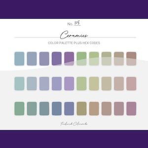 Ceramics Color Scheme - Procreate 30 Color Palette Swatches + Hex Codes - PDF, Swatch, JPEG, PNG - Printable + Digital