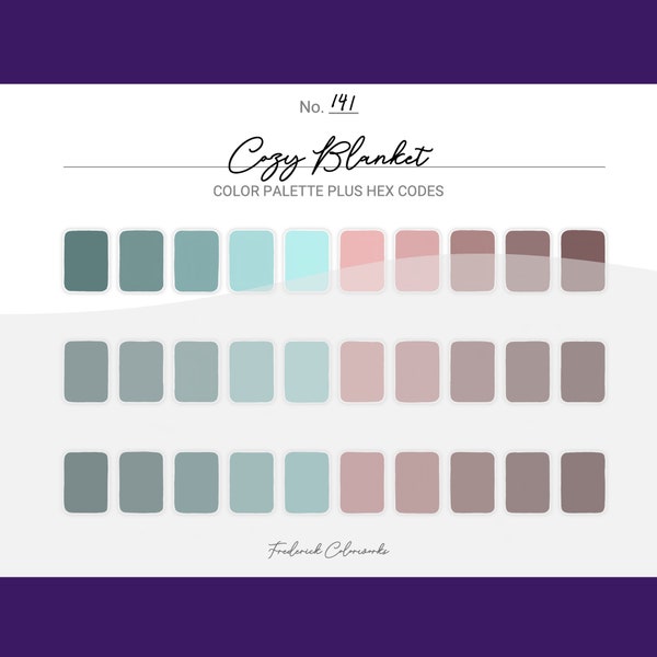 Cozy Blanket Color Scheme - Procreate 30 Color Palette Swatches + Hex Codes - PDF, Swatch, JPEG, PNG - Printable + Digital