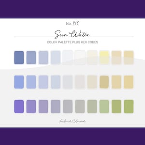 Sun Water Color Scheme - Procreate 30 Color Palette Swatches + Hex Codes - PDF, Swatch, JPEG, PNG - Printable + Digital