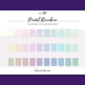 Pastel Rainbow Color Scheme - Procreate 30 Palette de couleurs Nuancier + Codes hexadécimaux - PDF, Swatch, JPEG, PNG - Imprimable + Numérique