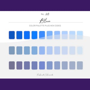 Blue Color Scheme - Procreate 30 Color Palette Swatches + Hex Codes - PDF, Swatch, JPEG, PNG - Printable + Digital