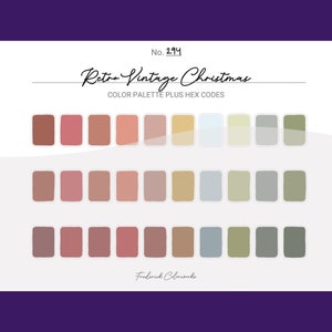 Retro Vintage Christmas Color Palette - Procreate 30 Color Palette - Christmas HEX Codes - Retro Vintage Color Scheme