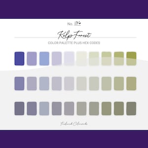 Kelp Forest Color Scheme - Procreate 30 Color Palette Swatches + Hex Codes - PDF, Swatch, JPEG, PNG - Printable + Digital