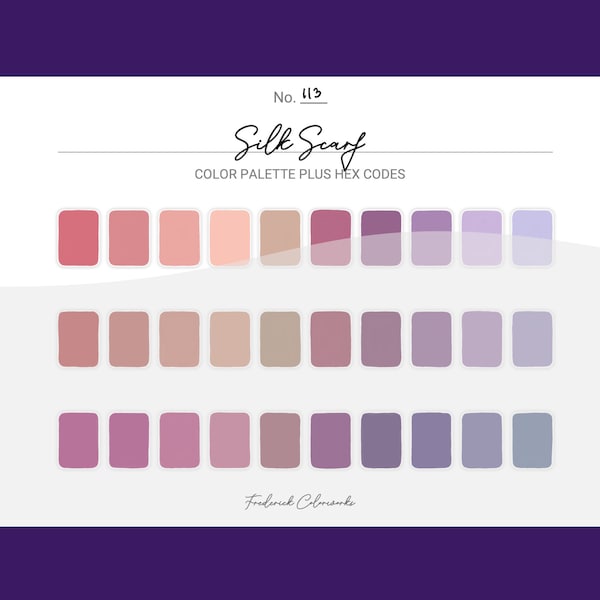 Silk Scarf Color Scheme - Procreate 30 Color Palette Swatches + Hex Codes - PDF, Swatch, JPEG, PNG - Printable + Digital