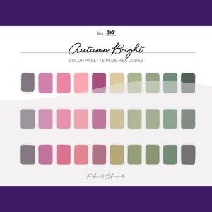 Autumn Bright Color Scheme - Procreate 30 Color Palette Swatches - HEX Codes - Fall Color Palette
