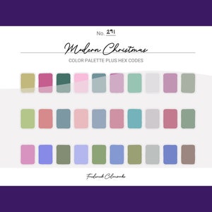 Modern Bright Christmas Color Scheme - Procreate 30 Color Palette Swatches + Hex Codes - PDF, Swatch, JPEG, PNG - Printable + Digital