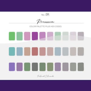 Procession Color Scheme - Procreate 30 Color Palette Swatches + Hex Codes - PDF, Swatch, JPEG, PNG - Printable + Digital