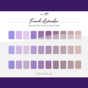French Lavender Color Scheme - Procreate 30 Color Palette Swatches + Hex Codes - PDF, Swatch, JPEG, PNG - Printable + Digital