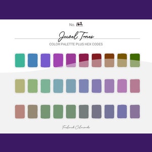 Jewel Tones Color Scheme - Procreate 30 Color Palette Swatches + Hex Codes - PDF, Swatch, JPEG, PNG - Printable + Digital