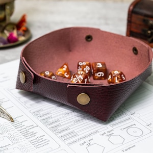 Bordeaux Collapsible DND Dice Tray, Leather Valet Tray, Leather Dice Tray, Leather Catchall, Organizer Tray