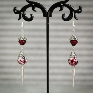 Handmade Spooky Blood Spatter Dangly Goth Earrings