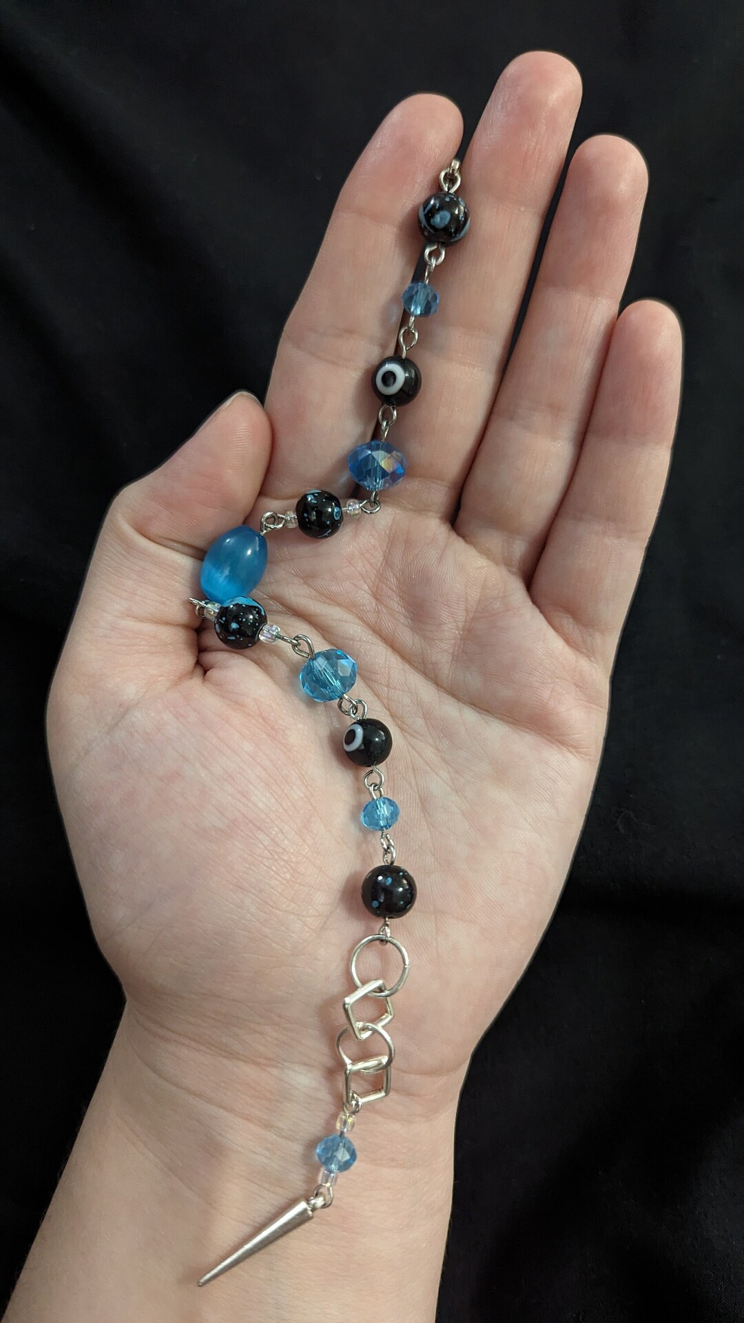 Blue Spatter Black Eyes Gothic Weirdcore Rosary Style Chain - Etsy