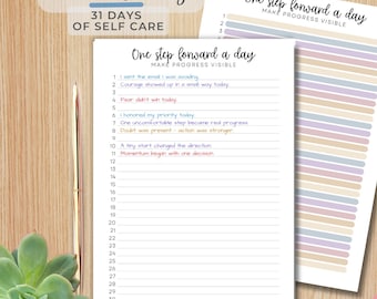 31 Day Goal Tracker Printable – Minimalist Daily Reflection Journal (PDF Download)