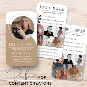 Fotograf Visitenkarte Vorlage - Content Ersteller Branding, Fotografie Marketing, Unternehmer, Influencer, Feminine Canva Vorlage