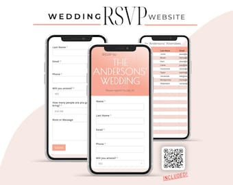 Wedding RSVP Website „Luxe“ with QR Code | Premium Guest Tracking Bundle & automated Google Sheet, Event Management