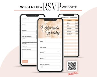 Floral Wedding RSVP Website with QR Code | Smart Guest Tracking Bundle & automated Google Sheet, Event Management