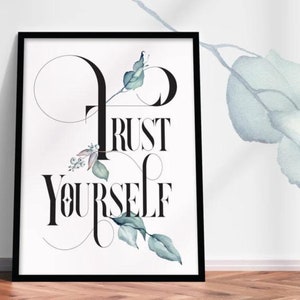Office Decor Printable Wall Art | Home Office Decor | Motivational Quotes Digital Print | Minimalist Wall Art | &quot;Trust Yourself&quot; Quote