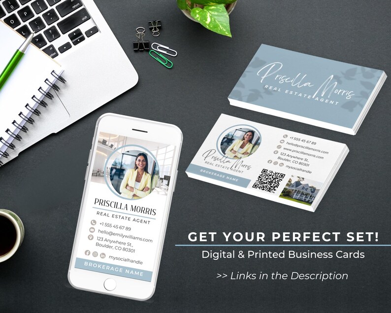 Realkante QR-Code Visitenkarte - Realtor Marketing, Real Branding Branding, Business Card Template Entrepreneur, Canva Template Bild 8